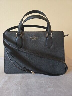Kate Spade New York Black Saffiano Leather Satchel Crossbody Bag